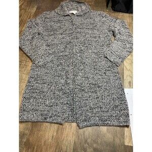 Jennifer George Sweater Womens Mohair Cotton Blend Gray Knit Open Front Cardigan